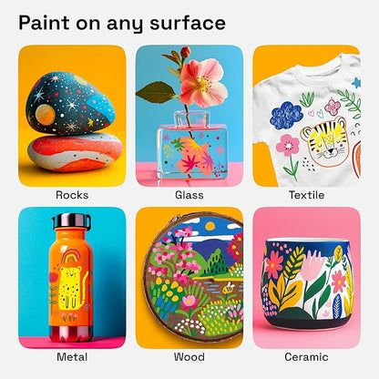 ARTISTRO 60 Dual Tip Acrylic Paint Markers, Acrylic Paint Pens, Fabric Markers for Textile, Rock, Glass, Wood, Paper, Ceramic, Canvas DIY Art Supplies Kit for Kids and Adults (Dual Tip Dot + Fine, 60)