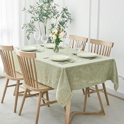 maxmill Flaxy Faux Linen Table Cloth with 2-Tone Slubby Texture Wrinkle Free Anti-Shrink Soft Tablecloth Decorative for Kitchen Dining Tabletop Outdoor and Indoor Use Rectangle 60 x 104 Inch Sage