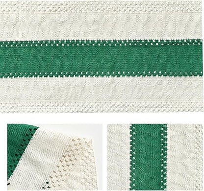 Artoid Mode Dark Green Farmhouse Rustic Table Runner, Seasonal Holiday Hollow Kitchen Dining Table Decoration for Home Party Decor 12x72 Inch