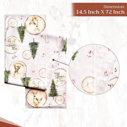 Maison d' Hermine Table Runner 100% Cotton Double Layer Table Runners 72 inches Long for Thanksgiving Christmas Decorations Home Kitchen Dining Party Wedding (Mountain Life, 14.5" x 72")