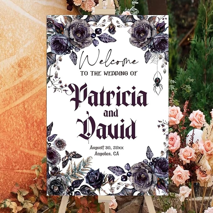 Halloween Wedding Welcome Sign, Til Death Do Us Part Welcome Sign, Halloween Couples Shower, Gothic Love Wedding Welcome, Signage Halloween Reception, Welcome Wedding Sign With Stand Decorations