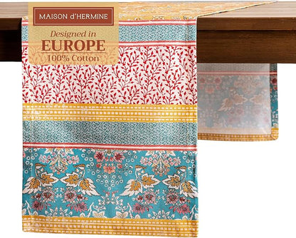 Maison d' Hermine Table Runner 100% Cotton Single Layer Table Runners 72 inches Long Decorative for Home Kitchen Dining Party Baby Shower Wedding Bridal Shower Spring Summer (Marquise, 14.50" x 72")