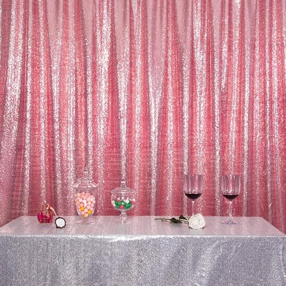 SquarePie Sequin Backdrop Curtain Not See Through Thick Glitter Background for Party 8FT x 8FT Fuchsia Pink