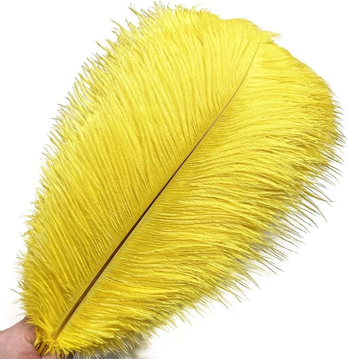 Happy Feather 16-18 inch Yellow Ostrich Feathers Craft for Wedding Party Centerpieces Home Decoration DIY Craft Pack of 10