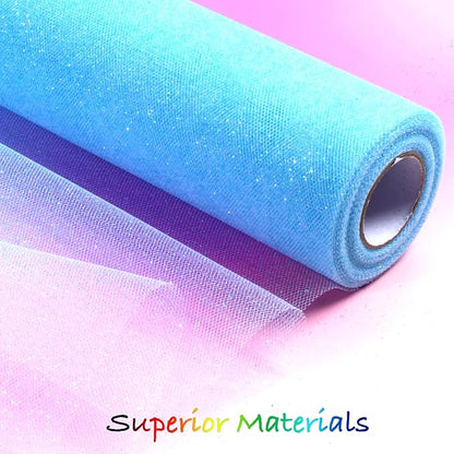 Sparkling Tulle Rolls, 15” by 30 Yards (90FT) Glitter Tulle Spool Ribbon Fabric for Wedding Birthday Bridal Shower Tutu Skirt Party Gift Wrapping (Light Blue)