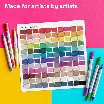 ARTISTRO 120 Acrylic Paint Pens, Acrylic Paint Markers, Fabric Markers for Textile, Canvas, Rock, Glass, Wood, Paper, Pumpkin, DIY (Dual Tip Dot + Fine, 120)