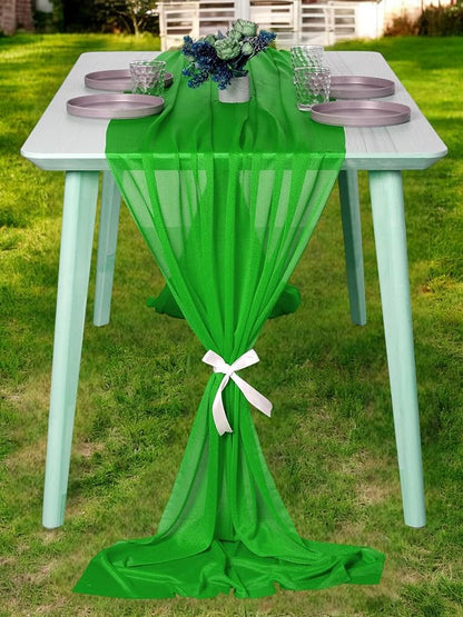 MDS Halloween Chiffon Table Runner - 20 Pack, 29 x 120 Inches, 10ft Each - Sheer Spooky Table Runners for Haunted House Parties, Trick-or-Treat Tables, Witchy Décor, Wedding & Events - Green