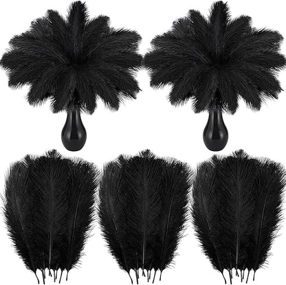 Crowye 100 Pcs Ostrich Feathers Bulk for Centerpieces Craft Ostrich Feathers for Vase Wedding Masquerade Party Home Costume Decorations (8-10 Inch,Black)