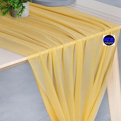 MDS Halloween Chiffon Table Runner - 5 Pack, 29 x 170 Inches, 14ft Each - Sheer Spooky Table Runners for Haunted House Parties, Trick-or-Treat Tables, Witchy Décor, Wedding & Events - Gold