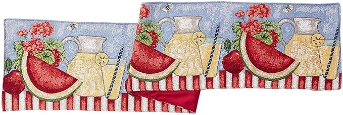 Tache Fruity Drinks Colorful Watermelon Lemonade Decorative Spring Summer Woven Tapestry Table Runners, 13x72