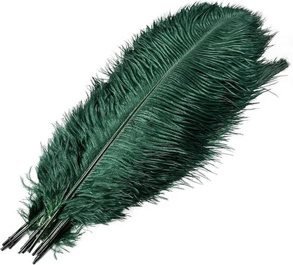 Happy Feather 16-18 inch Blackish Green Ostrich Feathers Craft for Wedding Party Centerpieces Home Decoration DIY Craft Pack of 10