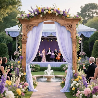 VOK Lavender Wedding Arch Draping Fabric Chiffon Fabric, 29in x 18Ft Sheer Chiffon Outdoor Curtain for Wedding Ceremony Birthday Party Decoration (Lavender,1 Panel)