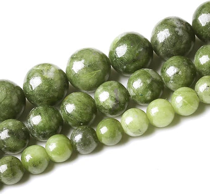 Matcha Green Jade Stone Beads Gemstone Round Crystal Energy Jade Beads Stone Beads for Jewelry Making DIY Bracelet Necklace Jewelry Making 1 Strand 15.5inch 35PCS 10MM