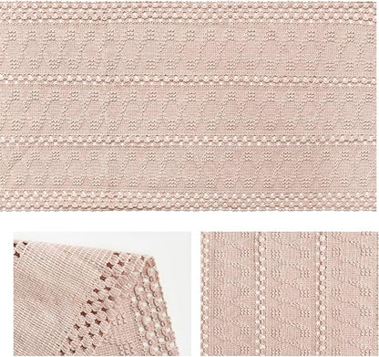 Artoid Mode Pink Farmhouse Woven Rustic Hollow Table Runner, Seasonal Holiday Hollow Kitchen Dining Table Decoration for Home Party Decor 12x90 Inch