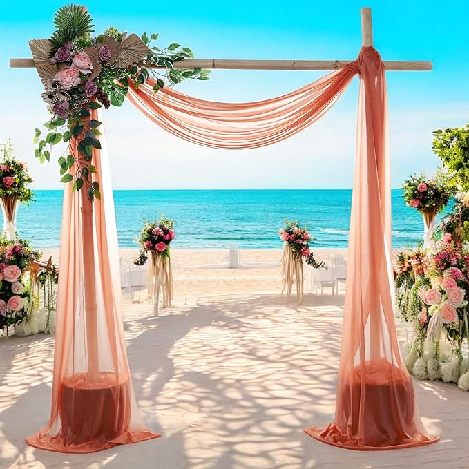 MDS Halloween Chiffon Draping Fabric - 1 Panel, 30" Wide x 75ft Long - Sheer Spooky Arbor & Canopy Drapery for Haunted House Backdrops, Party Ceilings, DIY Costumes & Themed Events - Terracotta