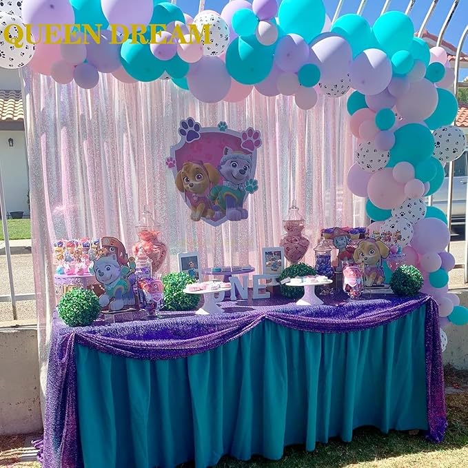White Iridescent Sequin Curtains 10ftx10ft Photo Booths Backdrop for Birthdays Mermaid Party Wall Decorations