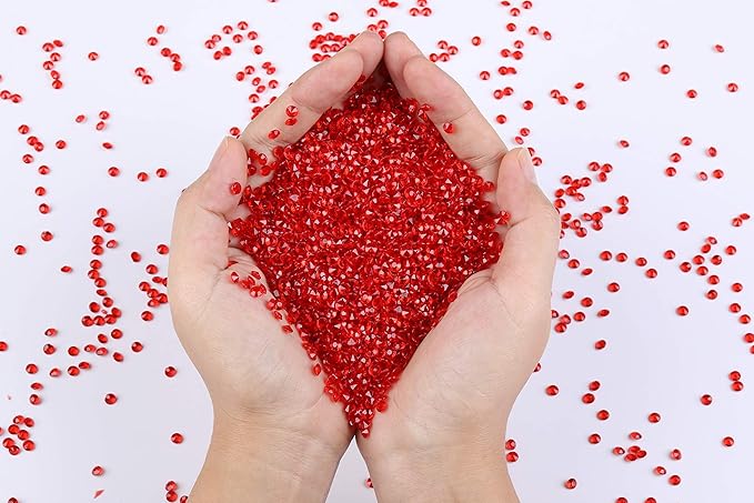 10000 pcs/Pack Wedding Table Scatter Confetti Crystals Acrylic Diamonds Vase Fillers 4.5 mm Rhinestones for Wedding, Bridal Shower, Vase Beads Decorations (Red)