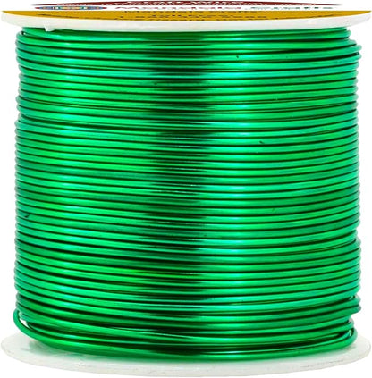 Mandala Crafts 18 Gauge Anodized Aluminum Craft Wire for Jewelry Making - 100 FT Colored Flexible Kelly Green Wire - Bendable for Bonsai Armature Crafting Sculpting