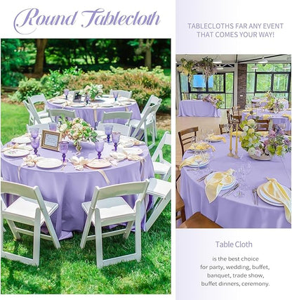 10 Pack Lavender Round Tablecloths - 120 Inch, Polyester Table Cover, Stain and Wrinkle Resistant Washable Fabric Table Cloth for Wedding Banquet Parties