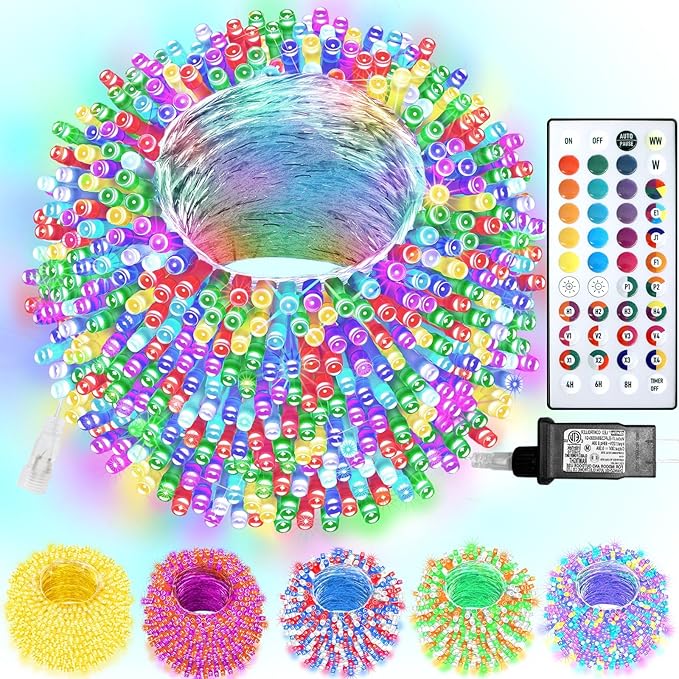 Color Changing Christmas Lights, 200 LED 35 Colors String Lights Indoor Outdoor with Remote, Waterproof Twinkle Lights Plug in for Halloween Xmas Tree Party Easter Valentine's Wedding Room Decor