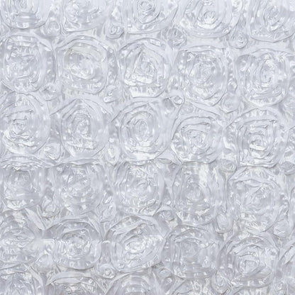 Efavormart 90"x132" Wholesale Rectangle Table Cover White Grandiose Rosette 3D Satin Tablecloth for Wedding Party Event Decoration