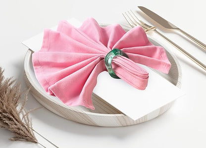 Epoxy Resin Spring Napkin Rings Set of 12 - Irregular Napkin Holders for Dining Table, Party Decor, Weddings, Everyday Use, Elegant Tabletop Accents (Multi Pastel) - CLEENTABLE