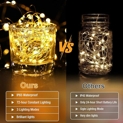 20 Pack Fairy Lights Battery Operated - 7ft 20 Led Twinkle Lights 3 Modes, Bulk Mini String Lights Waterproof for Mason Jars Vases DIY Party Wedding Decoration Christmas -Warm White