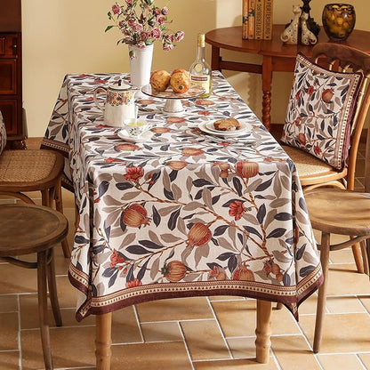 patdrea Designer Vintage Long Tablecloth for Rectangle Table,Linen Pomegranates Leaves Pattern Tablecloths,Decor Table Cover for Kitchen Dining Christmas,Party,Thanksgiving,63"x102"-Tehran a