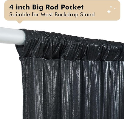20ftx10 ft Black Glitter Sequin Backdrop Curtain for Parties, Wrinkle Free Sparking Backdrop Drapes, 4 Panels 5x10ft Shimmer Photo Back Drop Cloth for Wedding Birthday Photography Background