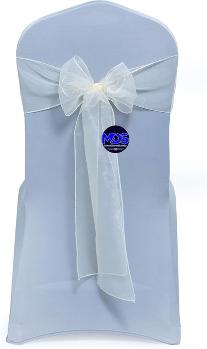 MDS Pack of 300 PCS Organza Chair Sashes Wider Dining Chair Bows Ribbon Tie Back for Wedding Party Birthday Bridal Shower Reception Event Banquet Home Chair Cover Decoration - Ivory
