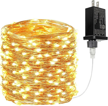 66Ft 200 LED Fairy Lights Plug in, Waterproof String Lights Outdoor & Indoor 8 Modes Christmas Light Bedroom Decor, Timer Twinkle Lights for Girl's Room Garden Party Christmas Decorations (Warm White)