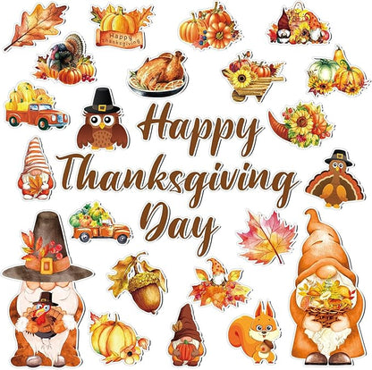 25 Pieces Thanksgiving Harvest Decoration Magnets for Refrigerator, Decorative Magnetic Fridge Stickers, Magnet Fall Autumn Signs Holiday Ornaments for Dishwasher Garage Door Kitchen Mailbox