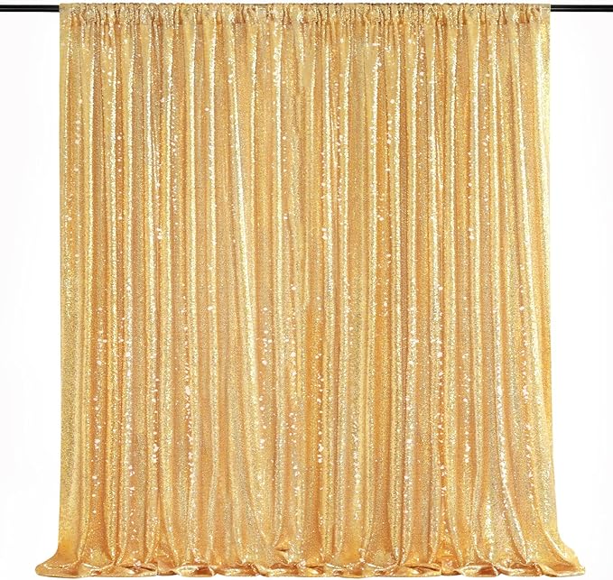 7ft x 7ft Gold Sequin Backdrop Curtain Glitter Photo Booth Backdrop for Wedding Birthday Baby Shower Event Decorations