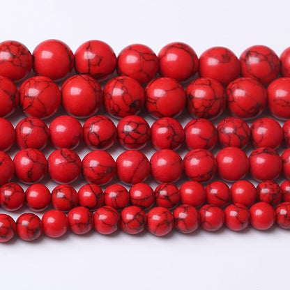 Red Turquoise Stone Beads Gemstone Round Crystal Energy Jade Beads Stone Beads for Jewelry Making DIY Bracelet Necklace Jewelry Making 1 Strand 15.5inch 45PCS 8MM