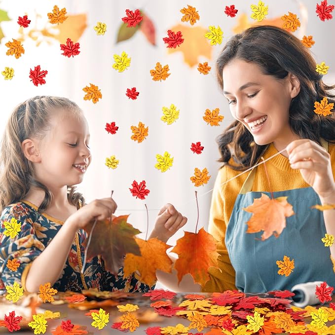 MARFOREVER Fall Glitter Confetti, Thanksgiving Metallic Foil Maple Leaves Fall Party Decorations Scatter Sequins Confetti Sprinkles for Thanksgiving Table Supplies