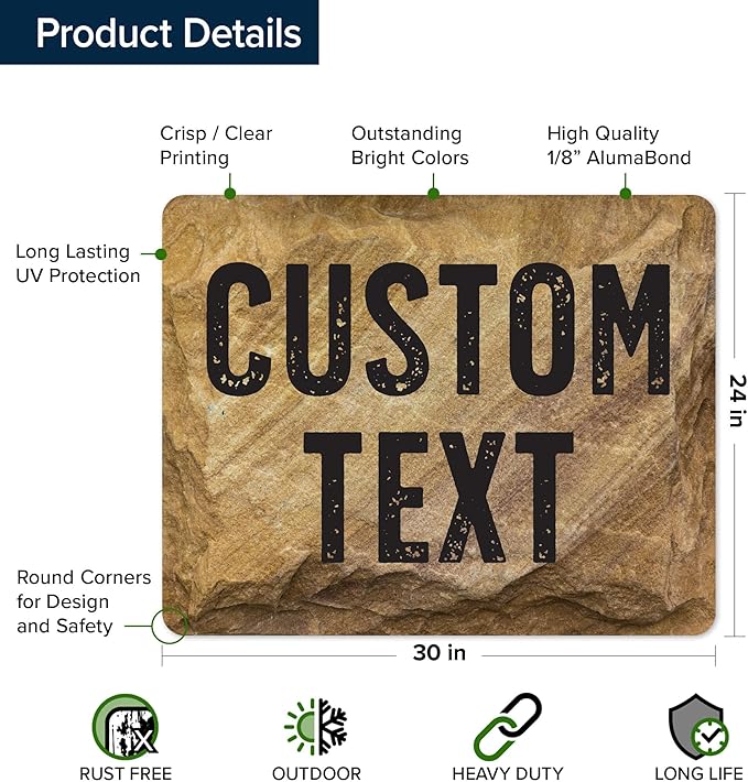 Custom Sign, Custom Street Sign, 11 Font Colors, 13 Font Styles, 4 Hole Options, 22 Sizes, 24x30 Inches, Rust Free DiBound, Fade Resistant, Made in USA by My Sign Center (Stone)