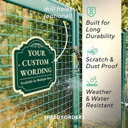 Custom Metal Signs, Personalized Aluminum - Outdoor/Driveway, Waterproof USA Made - Forest Green 8x8 In