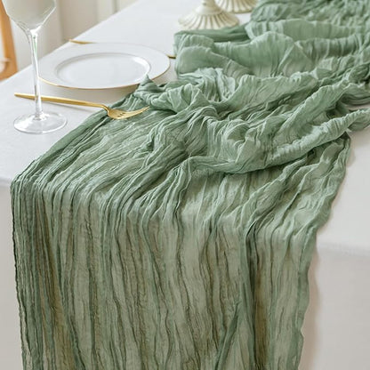 Sioloc 1 Pack Sage Green Cheesecloth Table Runner Fall Autumn Decor for Home 10ft Table Cloth for Tea Wedding Birthday Party Baby Bridal Shower Halloween Thanksgiving