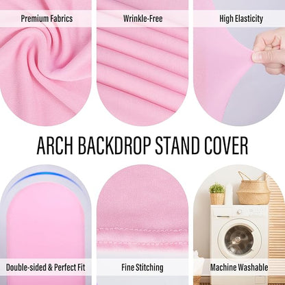 LEBENGURU Upgraded 6FT Wedding Arch Cover, Light Pink Spandex Fitted Arch Backdrop Cover, Round Top Chiara Stand Covers for Birthday Party Baby Shower Banquet Balloon Décor