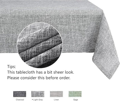 maxmill Flaxy Faux Linen Table Cloth with 2-Tone Slubby Texture Wrinkle Resistant Anti-Shrink Soft Tablecloth for Kitchen Dining Tabletop for Banquet Parties Rectangle 52 x 70 Inch Light Grey