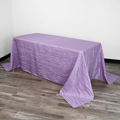 YOUR CHAIR COVERS - 90 x 156 inch Rectangular Crinkle Taffeta Tablecloth - Lavender, Rectangle Table Linens for 8 ft Rectangular Tables, Wedding Crushed Table Cloth