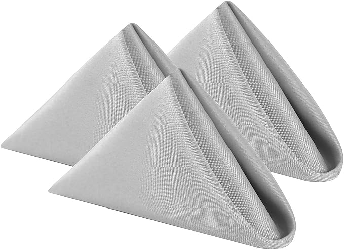Cloth Napkins 20x20 inch Washable Polyester Dinner Napkins Soft Table Napkins for Wedding Party Dining Banquet(Silver,25PCS)