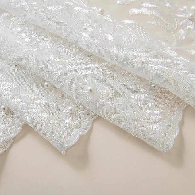 VISIONTEX White Voile Curtains, Decorative White Embossed Butterflies Rod Pocket Window Drapes for Home Kitchen, Living Room and Bedroom 54 x 84 Inch, Set of 2 Curtain Panels