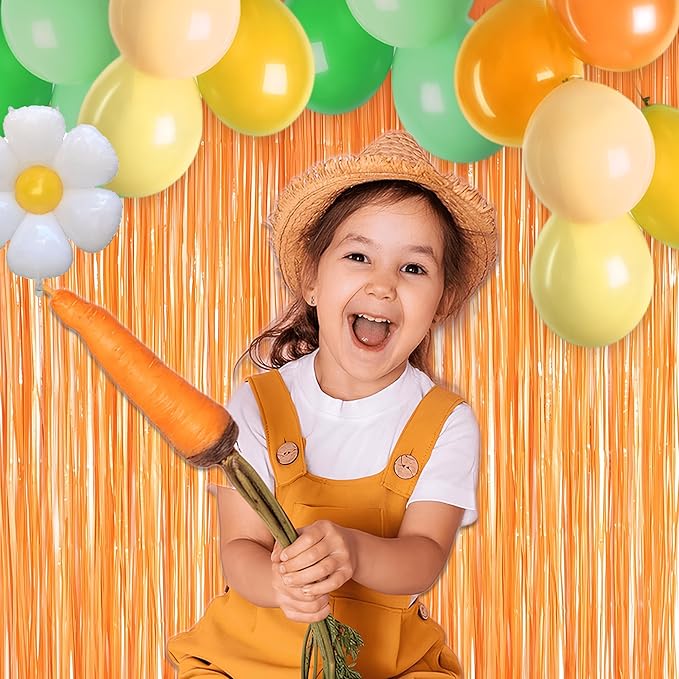 Orange Tinsel Curtain Party Backdrop - GREATRIL Foil Fringe Curtain Party Streamers for Fall/Thanksgiving Day/Birthdays/Doorway/Easter/Coco Theme/Day of The Dead Party Decorations 2 Packs