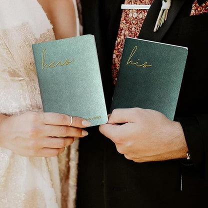 Vow Books His and Hers Wedding Vow Books with Soft Touch Gold Foil Engraving Wedding Essentials Wedding Accessories(XZ-HH-Sage)