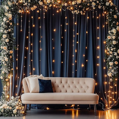 50ftx12ft Wrinkle Free Navy Blue Backdrop Curtain, 10 Panels 12FT Height Navy Blue Wedding Backdrop Drapes, Silky Polyester Back Drop Cloth for Birthday Photography Background Party Backdrop Draping