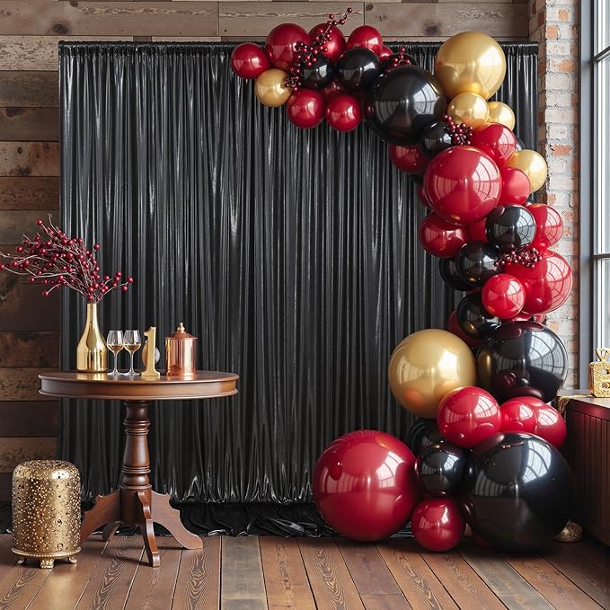 Outpain Thick 20 ft x 10 ft Black Sequin Backdrop Curtain for Parties, Wrinkle Free Glitter Photo Backdrop Drapes 4 Panels 5x10ft Black Back Drop Cloth for Wedding Christmas Photography Background