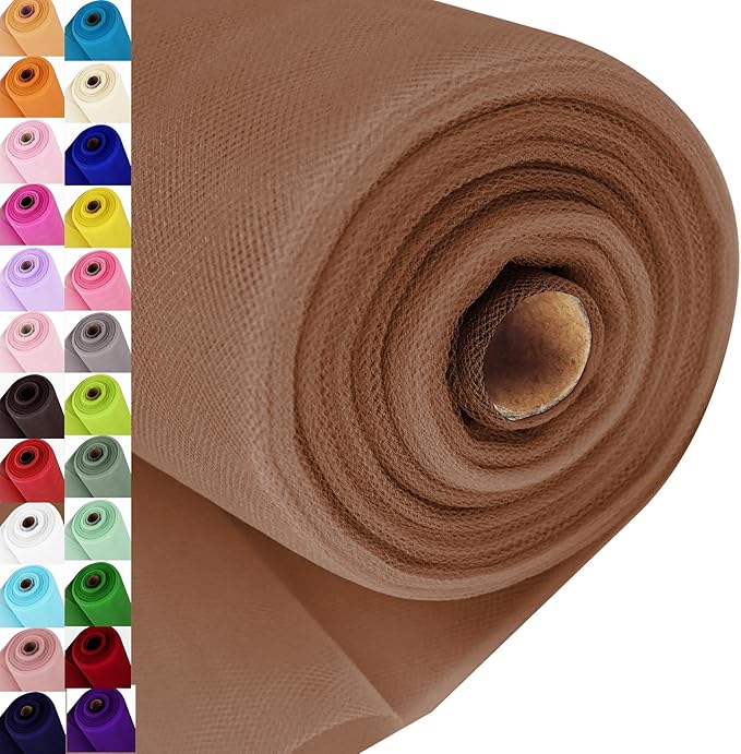 Chestnut Tulle Fabric Roll Spool Bolt (54 Inch by 40 Yards) Large Tulle Wedding Party Decoration, Tutu Skirt, Table Runner, Gift Wrapping, Bridal Shower, Soft & Drape (Chestnut)