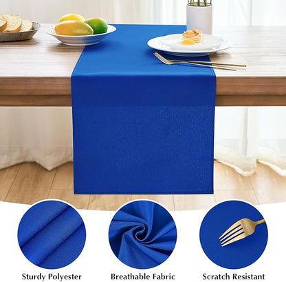 2 Pack Blue Table Runner 12 x 72 Inch Solid Color Farmhouse Runners Coffee Table Dresser for Daily Party Home Decoration