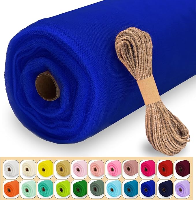 Royal Blue Tulle Fabric Roll, 54" x 40 Yards (120FT) Tulle for Wedding Decoration DIY Tutu Party Backdrop Baby Shower Table Skirts Gift Wrapping